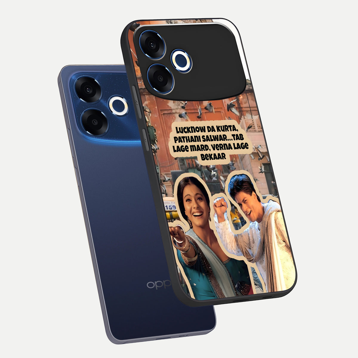  Desi Retro Vibes phone case For Oppo F33 Pro 5G showing premium glass back cover with detailed artwork
