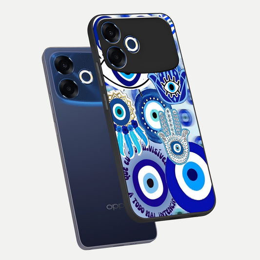  Evil Eyes Dream phone case For Oppo F33 Pro 5G showing premium glass back cover with detailed artwork