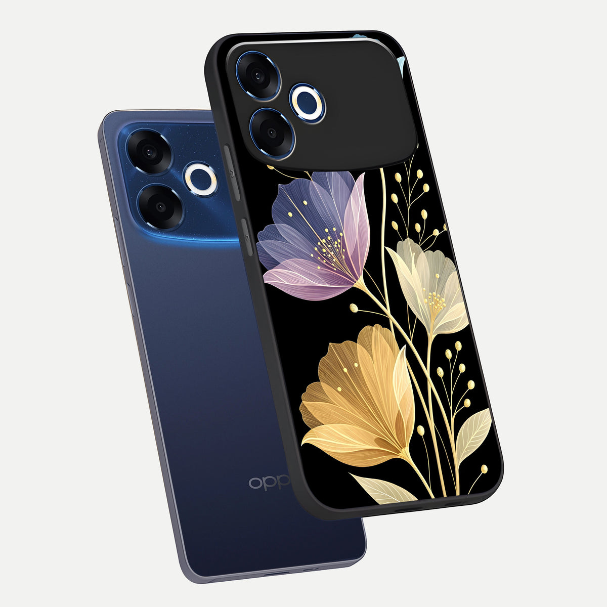  Flower Bloom Glow phone case For Oppo F33 Pro 5G showing premium glass back cover with detailed artwork