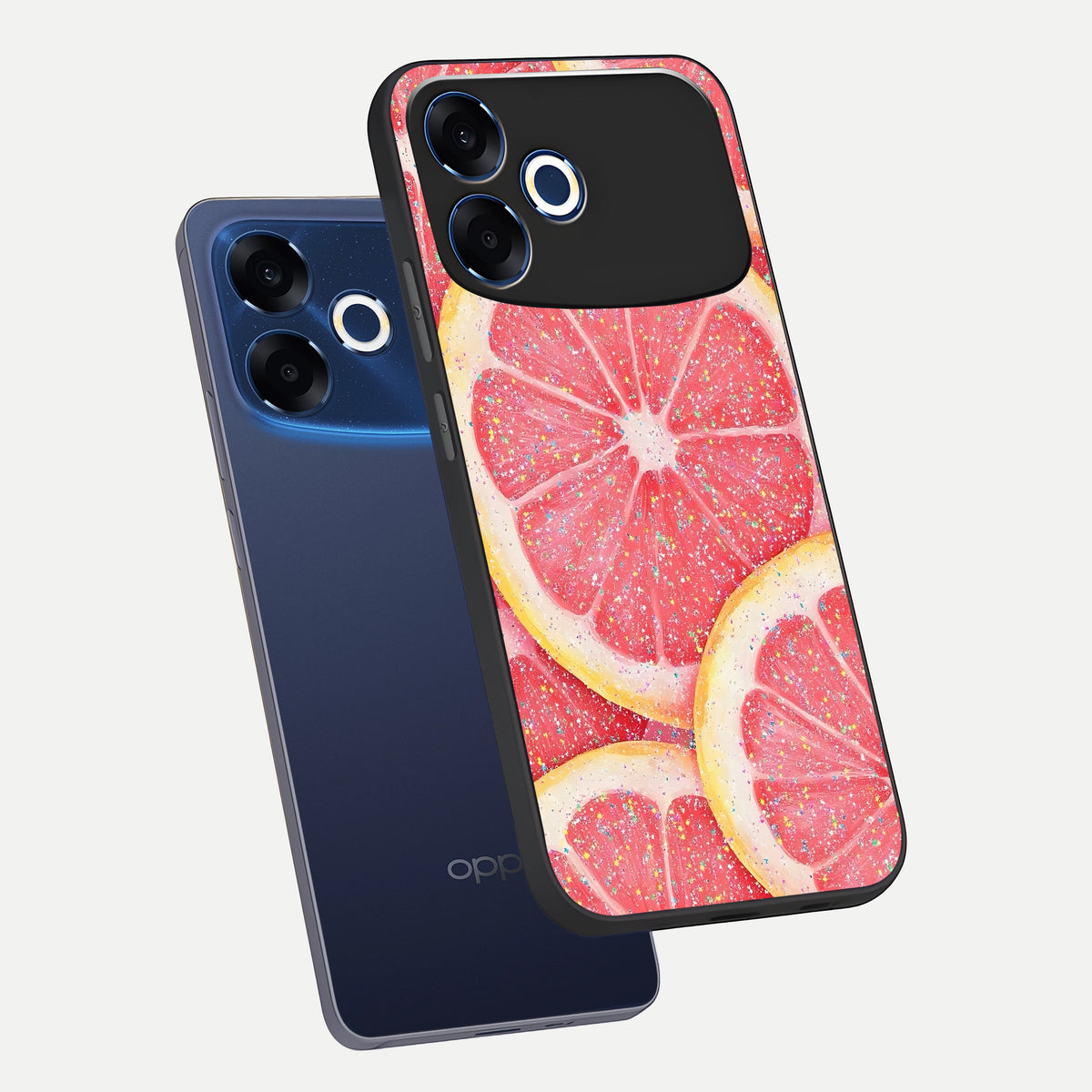  Glitter Grapefruit phone case For Oppo F33 Pro 5G showing premium glass back cover with detailed artwork