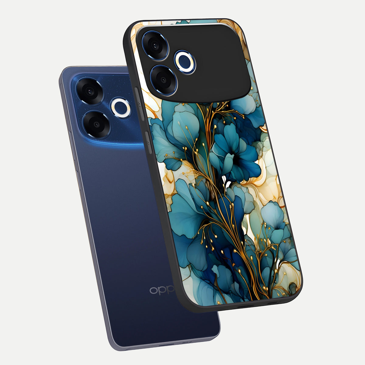  Golden Bloom Symphony phone case For Oppo F33 Pro 5G showing premium glass back cover with detailed artwork