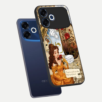  Golden Dream Belle phone case For Oppo F33 Pro 5G showing premium glass back cover with detailed artwork