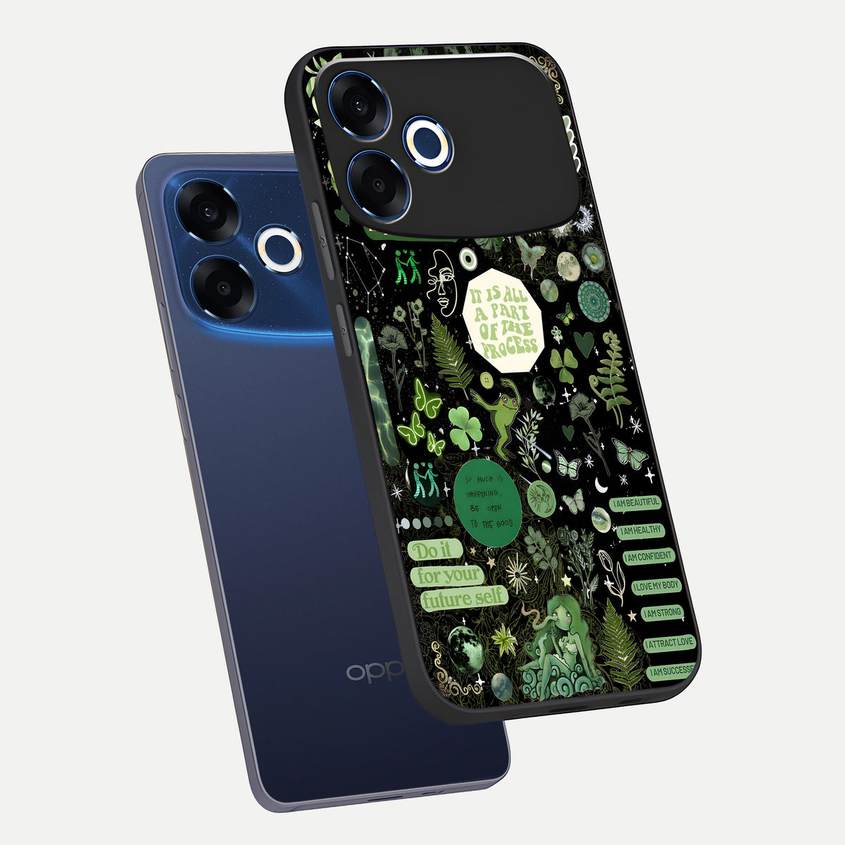  Green Mandala Pattern phone case For Oppo F33 Pro 5G showing premium glass back cover with detailed artwork