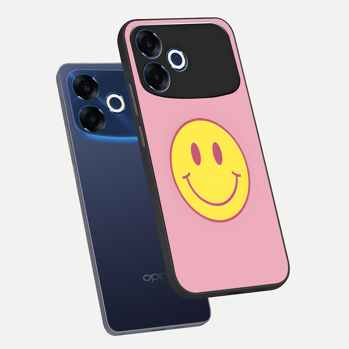  Happy Pink Mood phone case For Oppo F33 Pro 5G showing premium glass back cover with detailed artwork