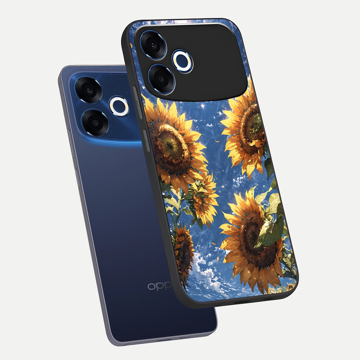  Heavenly Sunflower Rise phone case For Oppo F33 Pro 5G showing premium glass back cover with detailed artwork