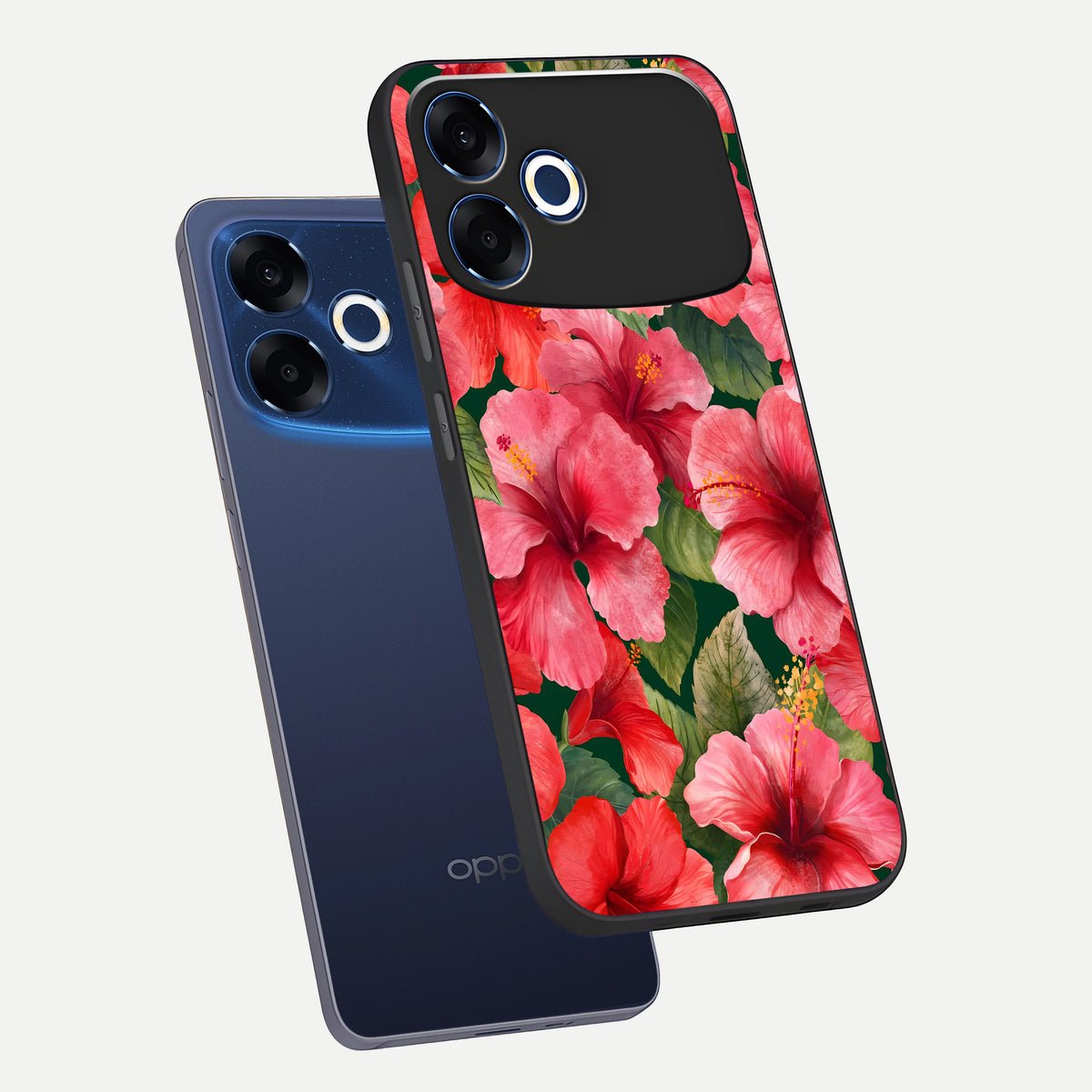  Hibiscus Pattern phone case For Oppo F33 Pro 5G showing premium glass back cover with detailed artwork
