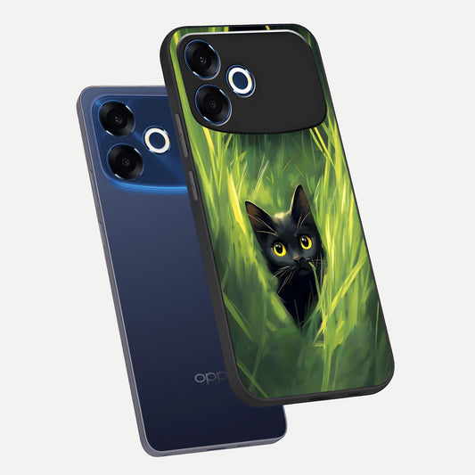  Hidden Cat Whisper phone case For Oppo F33 Pro 5G showing premium glass back cover with detailed artwork