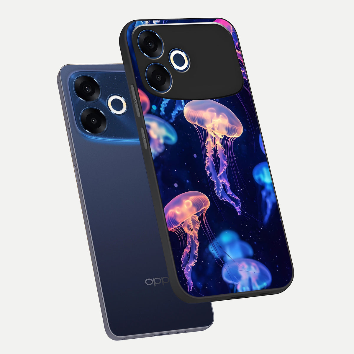  Jellyfish Pattern phone case For Oppo F33 Pro 5G showing premium glass back cover with detailed artwork