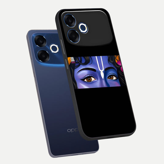  Krishna Eye phone case For Oppo F33 Pro 5G showing premium glass back cover with detailed artwork