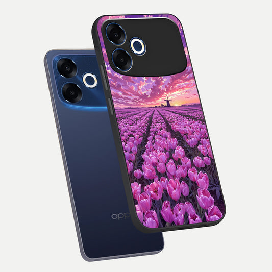 Lavender Dream Skies phone case For Oppo F33 Pro 5G showing premium glass back cover with detailed artwork