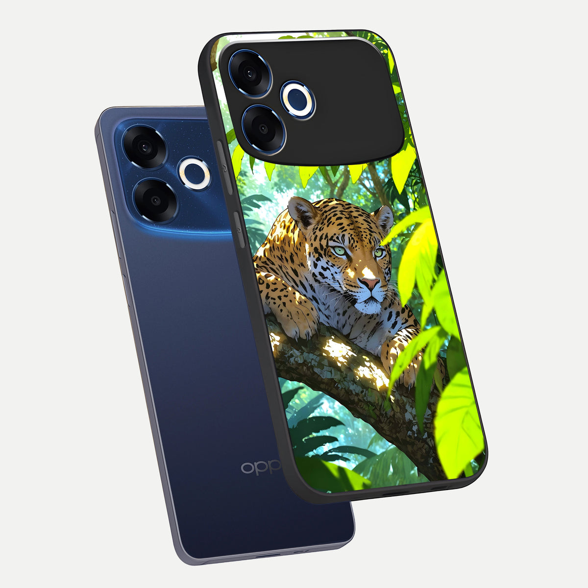 Leopard in Jungle phone case For Oppo F33 Pro 5G showing premium glass back cover with detailed artwork
