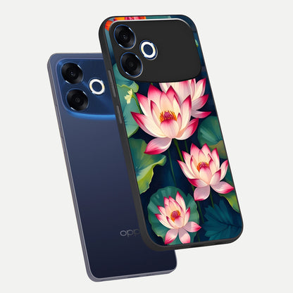  Lotus Dream Serenity phone case For Oppo F33 Pro 5G showing premium glass back cover with detailed artwork