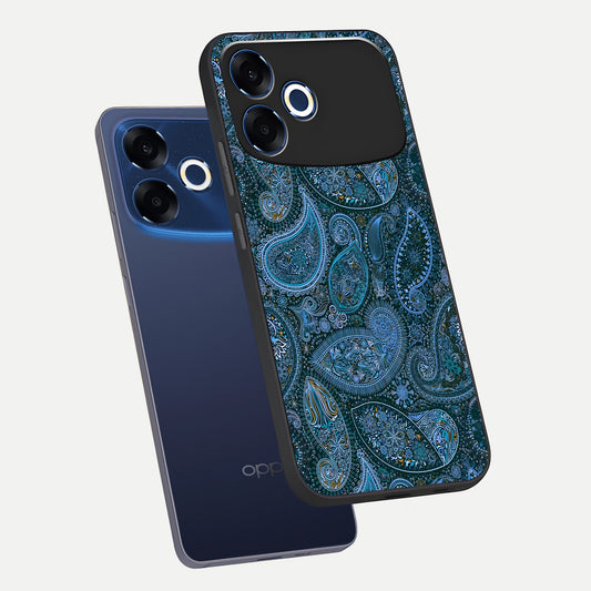  Midnight Paisley Glow phone case For Oppo F33 Pro 5G showing premium glass back cover with detailed artwork