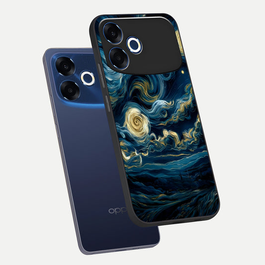  Midnight Sky Whirl phone case For Oppo F33 Pro 5G showing premium glass back cover with detailed artwork