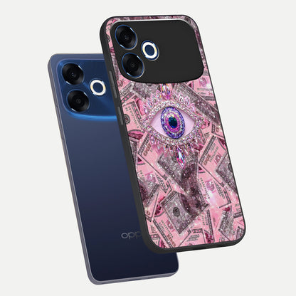  Money Eye Luxe phone case For Oppo F33 Pro 5G showing premium glass back cover with detailed artwork