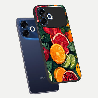  Multiple Fruits phone case For Oppo F33 Pro 5G showing premium glass back cover with detailed artwork