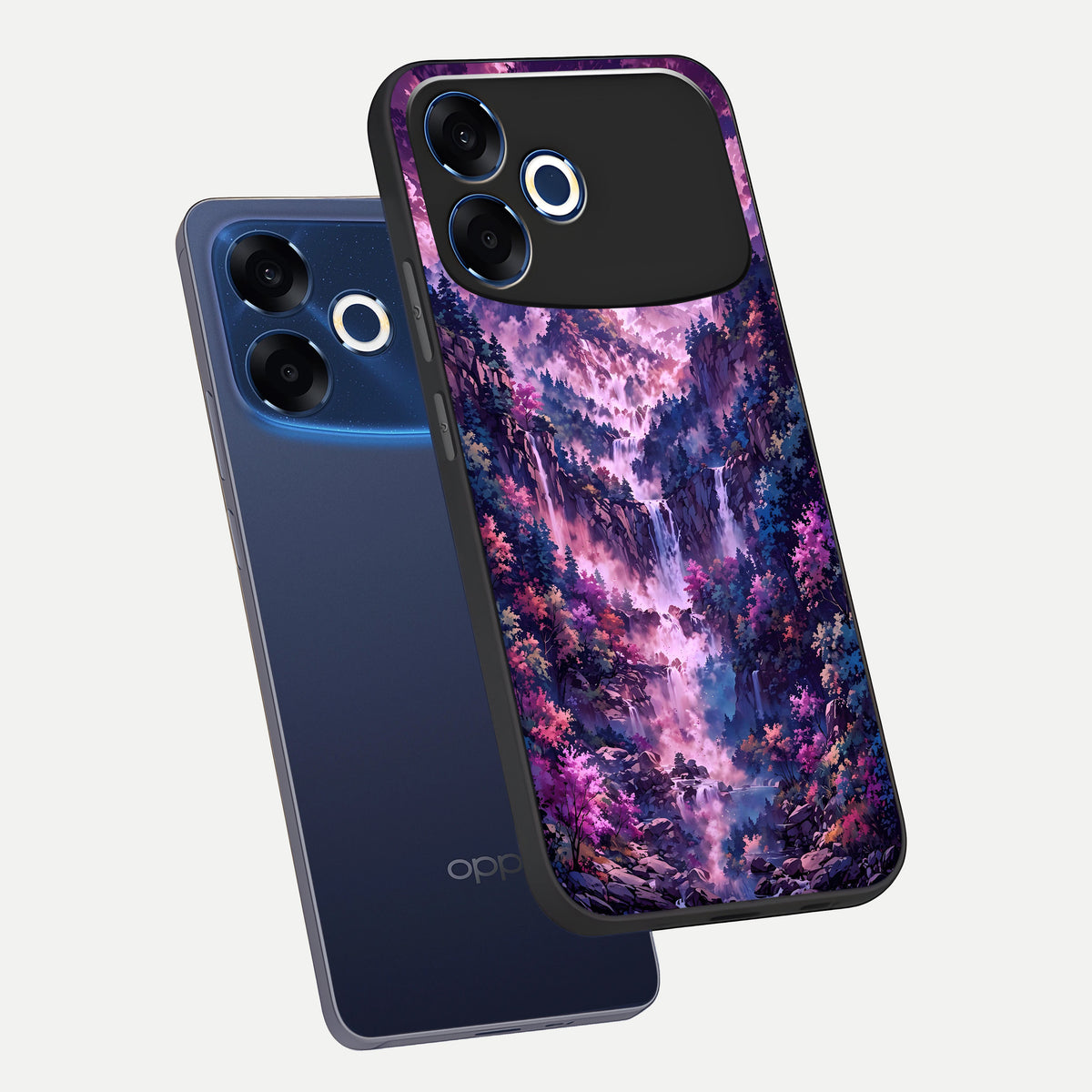  Mystic Cascade Peaks phone case For Oppo F33 Pro 5G showing premium glass back cover with detailed artwork