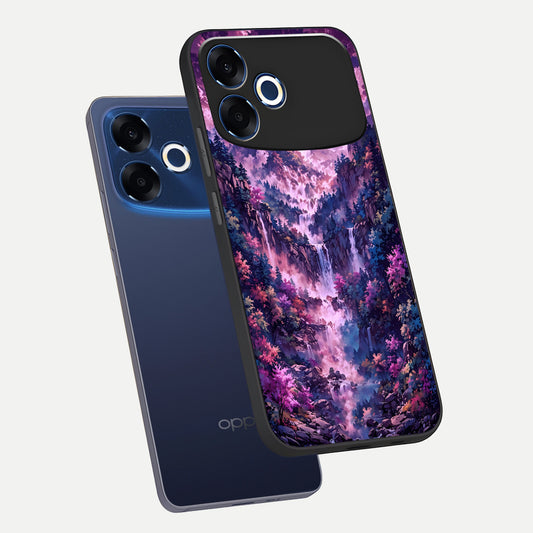  Mystic Cascade Peaks phone case For Oppo F33 Pro 5G showing premium glass back cover with detailed artwork