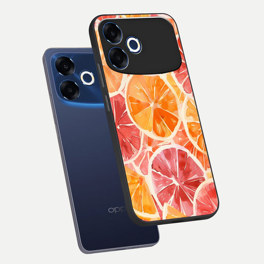  Orange Fruits Pattern phone case For Oppo F33 Pro 5G showing premium glass back cover with detailed artwork