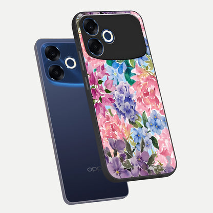  Pastel Floral Mix phone case For Oppo F33 Pro 5G showing premium glass back cover with detailed artwork