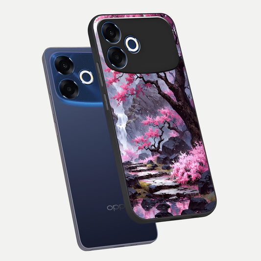  Pink Sunflower Glow phone case For Oppo F33 Pro 5G showing premium glass back cover with detailed artwork