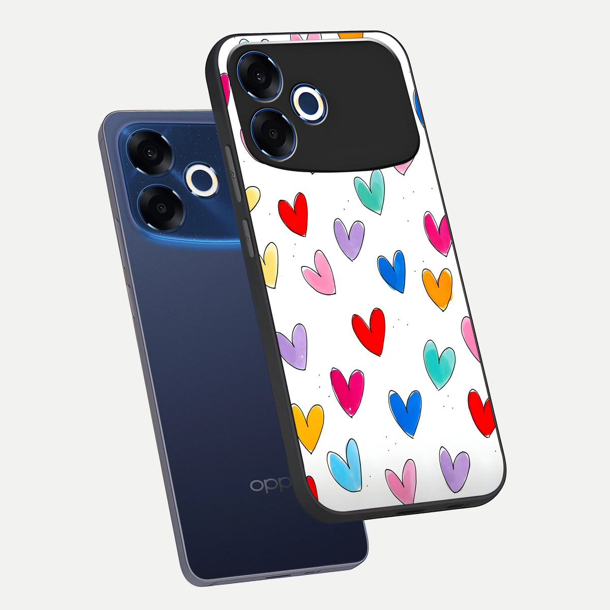  Playful Love Doodles phone case For Oppo F33 Pro 5G showing premium glass back cover with detailed artwork