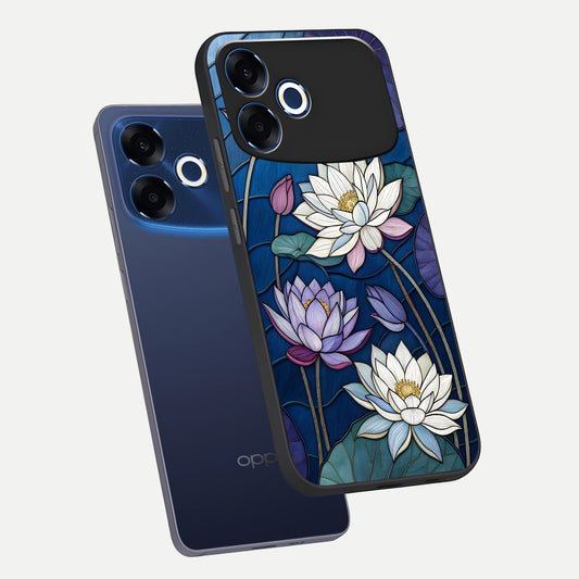  Purple Lotus Stained phone case For Oppo F33 Pro 5G showing premium glass back cover with detailed artwork