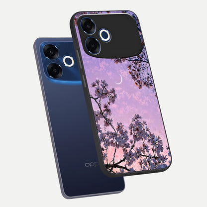  Purple Serenity Moon phone case For Oppo F33 Pro 5G showing premium glass back cover with detailed artwork