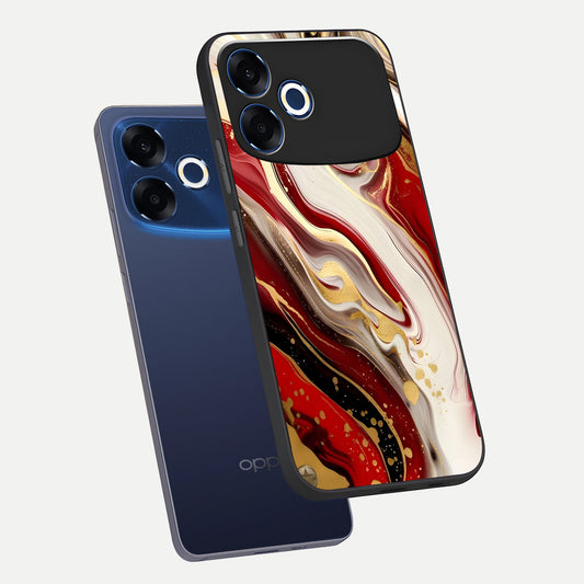 Red And White Marble phone case For Oppo F33 Pro 5G showing premium glass back cover with detailed artwork