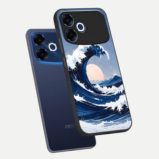  Rising Tide Power phone case For Oppo F33 Pro 5G showing premium glass back cover with detailed artwork