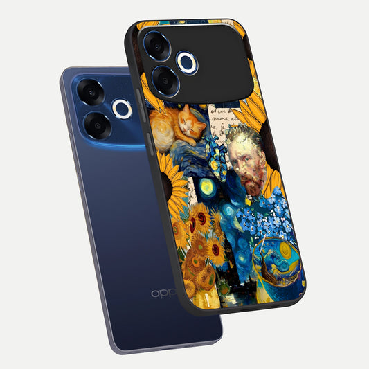  Sunflower Chic Mood Custom Name phone case For Oppo F33 Pro 5G showing premium glass back cover with detailed artwork