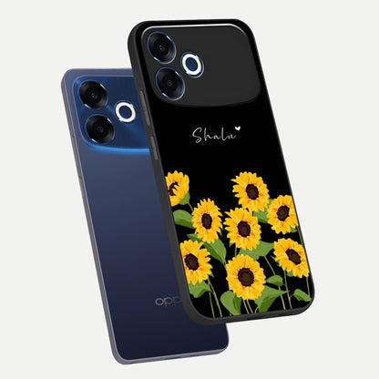  Sunflower Sky Bloom phone case For Oppo F33 Pro 5G showing premium glass back cover with detailed artwork