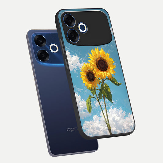  Sunlit Daisy Glow phone case For Oppo F33 Pro 5G showing premium glass back cover with detailed artwork
