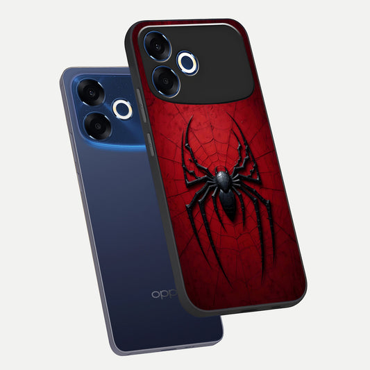  Superhero Web Emblem phone case For Oppo F33 Pro 5G showing premium glass back cover with detailed artwork