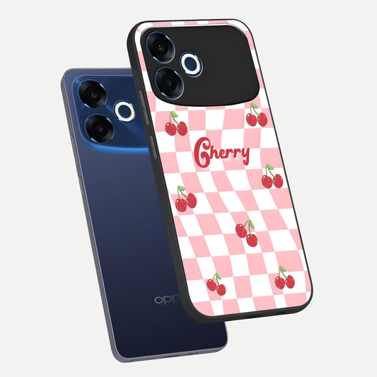  Sweet Cherry Vibes phone case For Oppo F33 Pro 5G showing premium glass back cover with detailed artwork