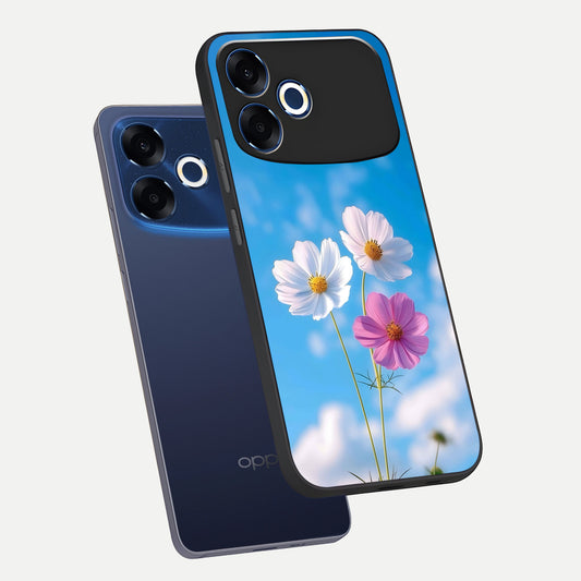  Tripple Flowers With Sky phone case For Oppo F33 Pro 5G showing premium glass back cover with detailed artwork