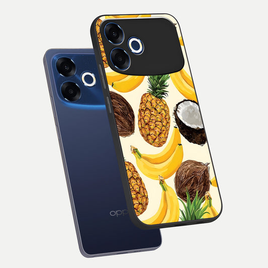  Tropical Fruit Mood phone case For Oppo F33 Pro 5G showing premium glass back cover with detailed artwork