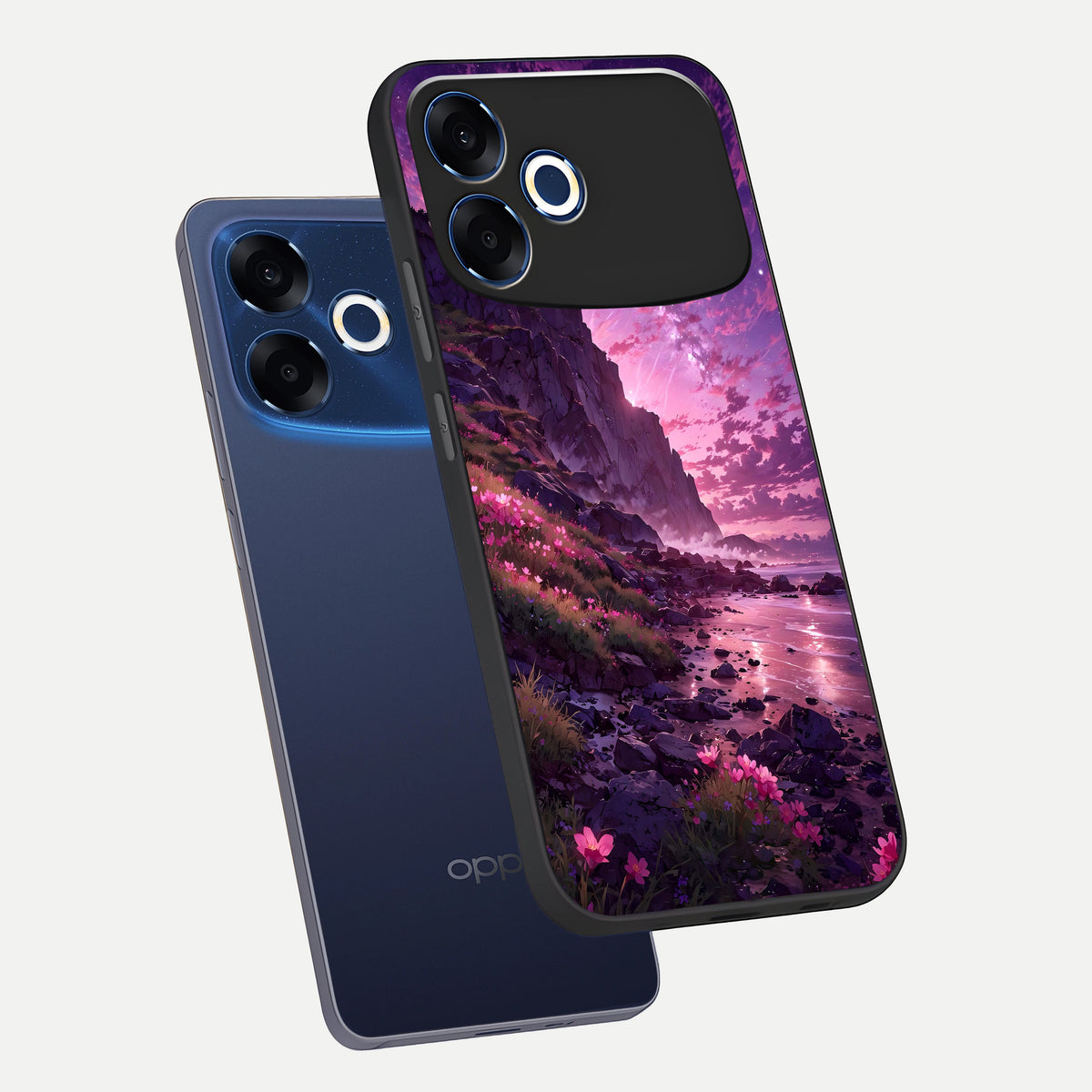  Twilight Blossom Coast phone case For Oppo F33 Pro 5G showing premium glass back cover with detailed artwork