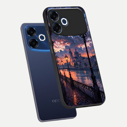  Twilight River Lights phone case For Oppo F33 Pro 5G showing premium glass back cover with detailed artwork