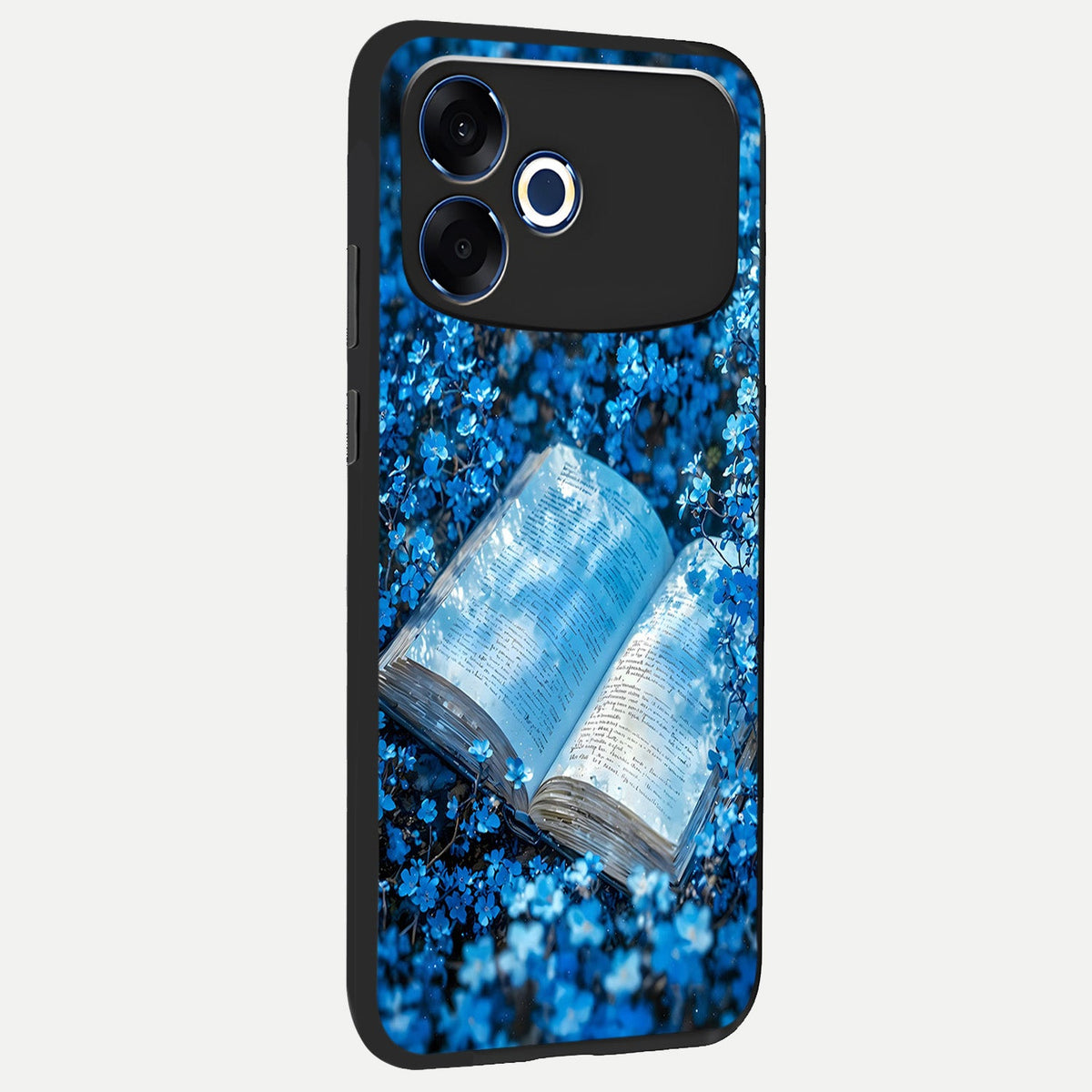 Blue Bloom Tales back cover For Oppo F33 Pro 5G slim fit glass case with vibrant aesthetic design