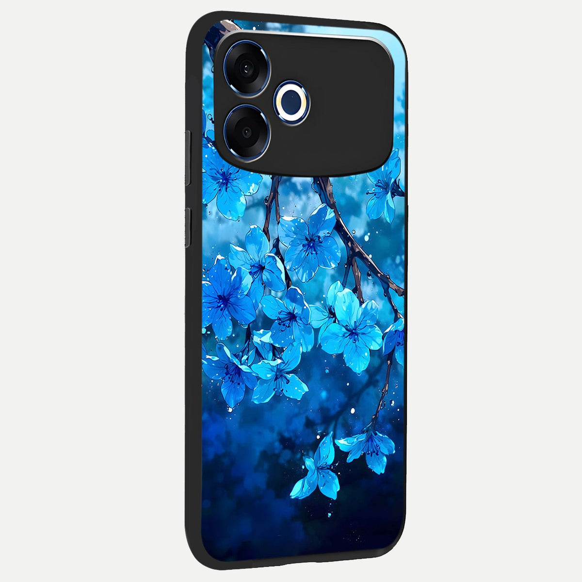  Blue Blossoms Branch back cover For Oppo F33 Pro 5G slim fit glass case with vibrant aesthetic design