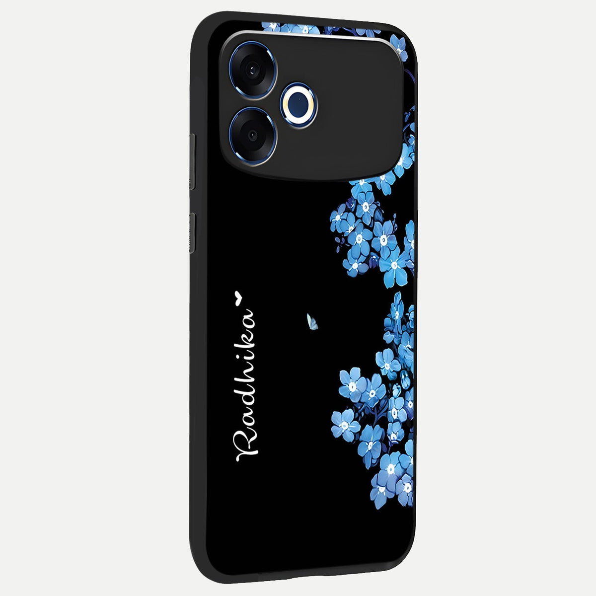  Blue Petal Dream Custom Name back cover For Oppo F33 Pro 5G slim fit glass case with vibrant aesthetic design