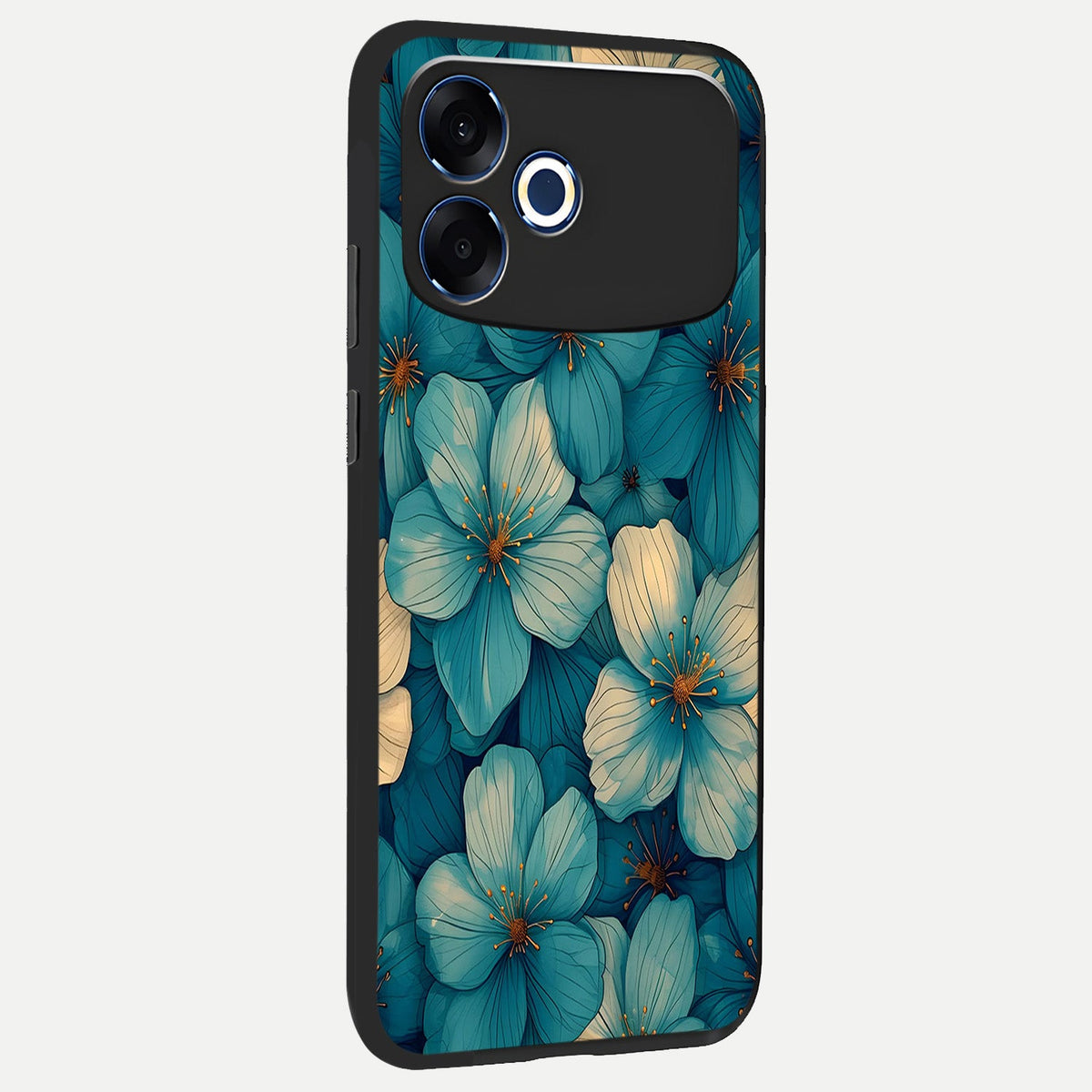  Blue Shade Floral back cover For Oppo F33 Pro 5G slim fit glass case with vibrant aesthetic design