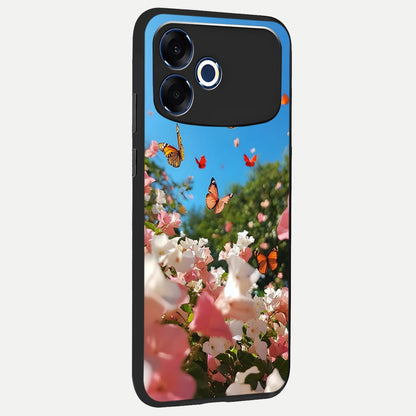 Butterflies In Bloom Sky back cover For Oppo F33 Pro 5G slim fit glass case with vibrant aesthetic design