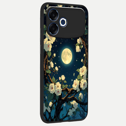 Celestial Moon And Flower back cover For Oppo F33 Pro 5G slim fit glass case with vibrant aesthetic design