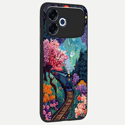  Celestial Train Journey back cover For Oppo F33 Pro 5G slim fit glass case with vibrant aesthetic design
