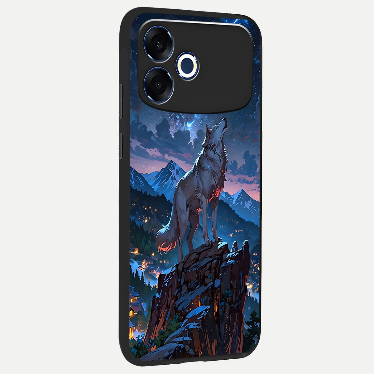  Celestial Wolf Howl back cover For Oppo F33 Pro 5G slim fit glass case with vibrant aesthetic design