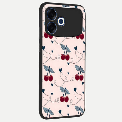  Cherry Heart Line back cover For Oppo F33 Pro 5G slim fit glass case with vibrant aesthetic design