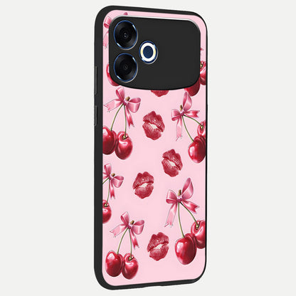  Cherry With Lips back cover For Oppo F33 Pro 5G slim fit glass case with vibrant aesthetic design