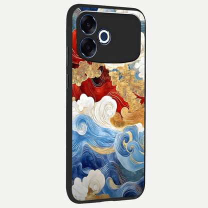  Colored Waves back cover For Oppo F33 Pro 5G slim fit glass case with vibrant aesthetic design